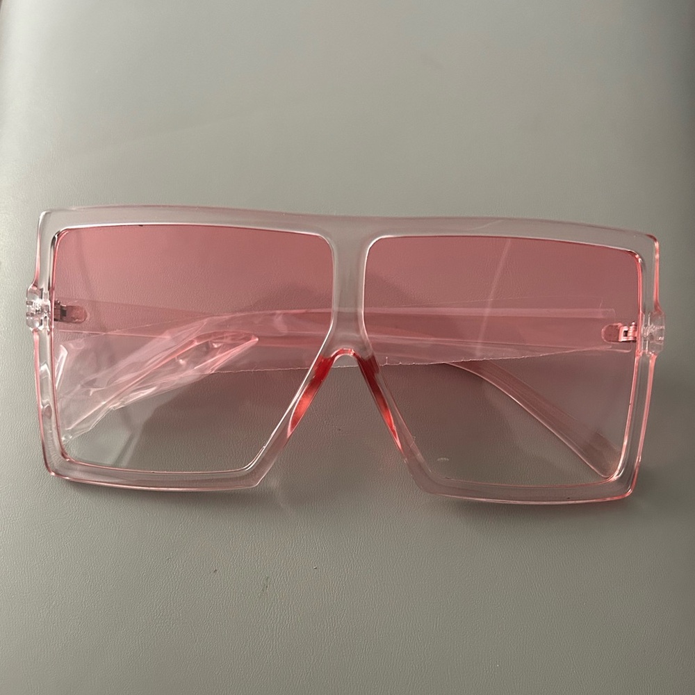 Oversized Square Pink Shield Sunglasses